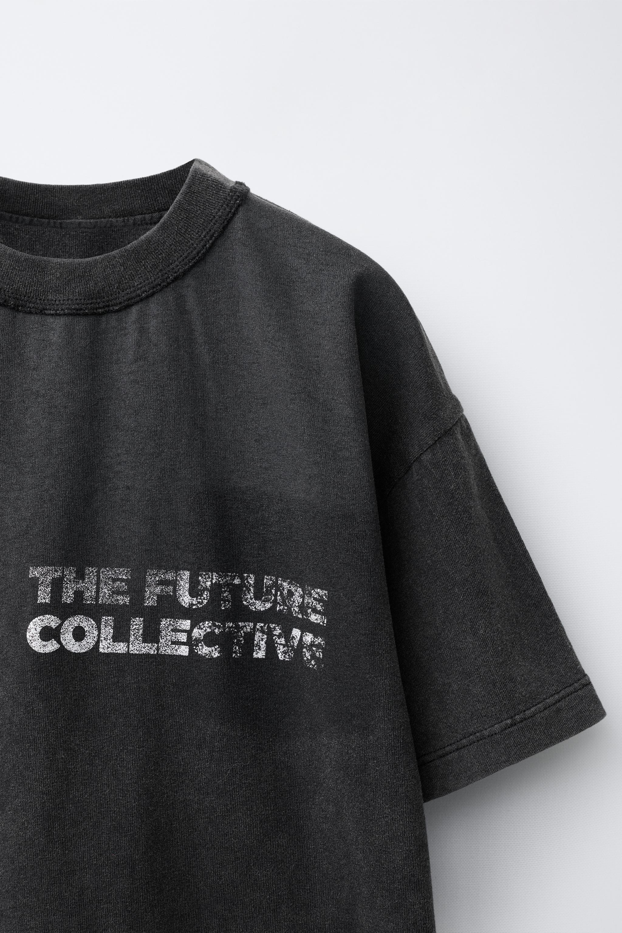 WASHED EFFECT T-SHIRT WITH TEXT